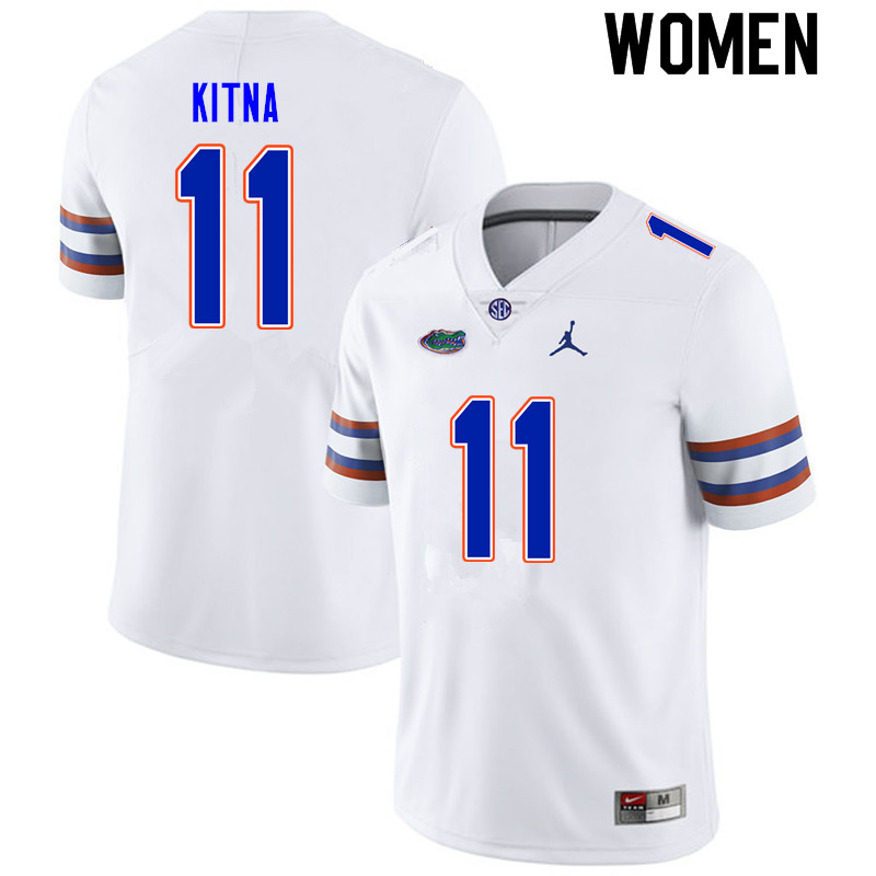 Women #11 Jalen Kitna Florida Gators College Football Jerseys Sale-White